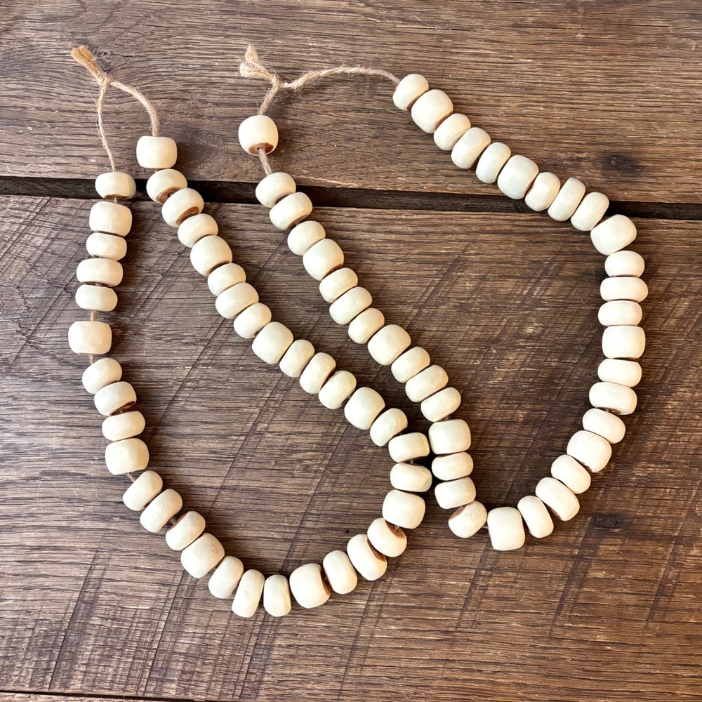 White Bone Beads Handcrafted Wooden‎ Core Ivory